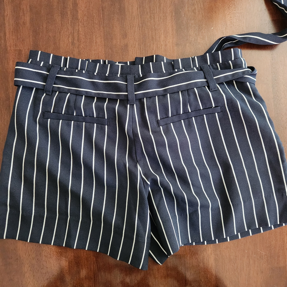 Banana Republic Navy and White Striped High Waist Shorts